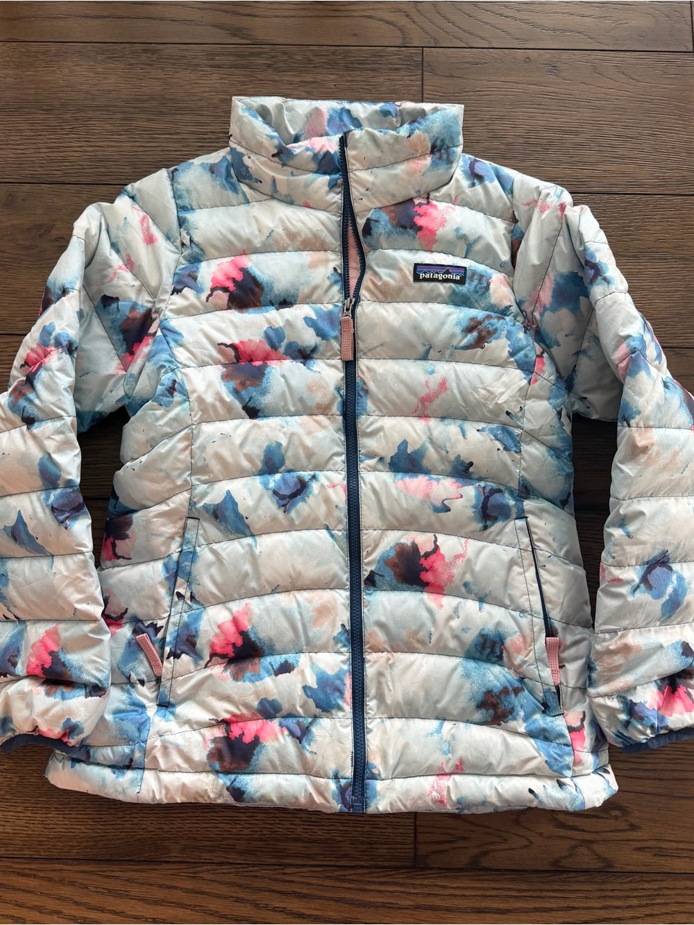Patagonia Girls Down Sweater Jacket Floral Watercolor Print Size M (10)